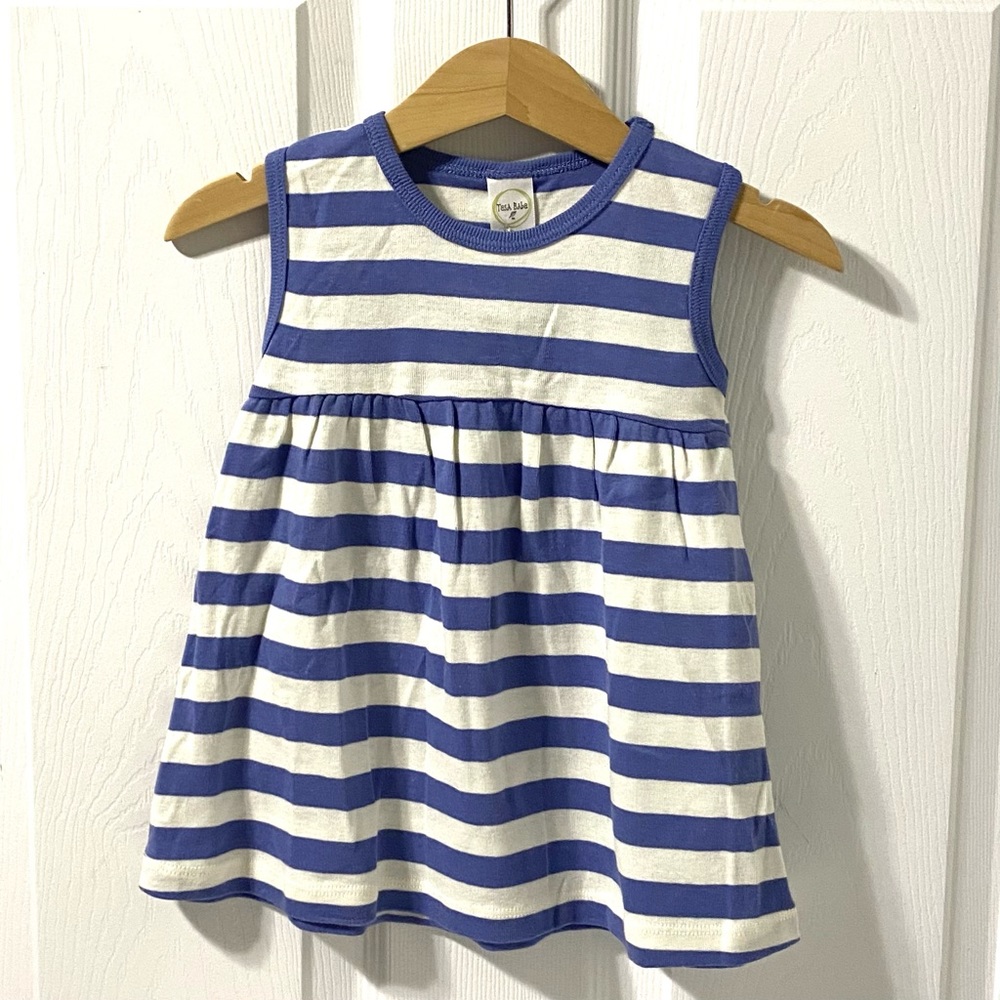 Tesa Babe Blue Striped Dress / Sizes Newborn - Infant / White Blue / NWT